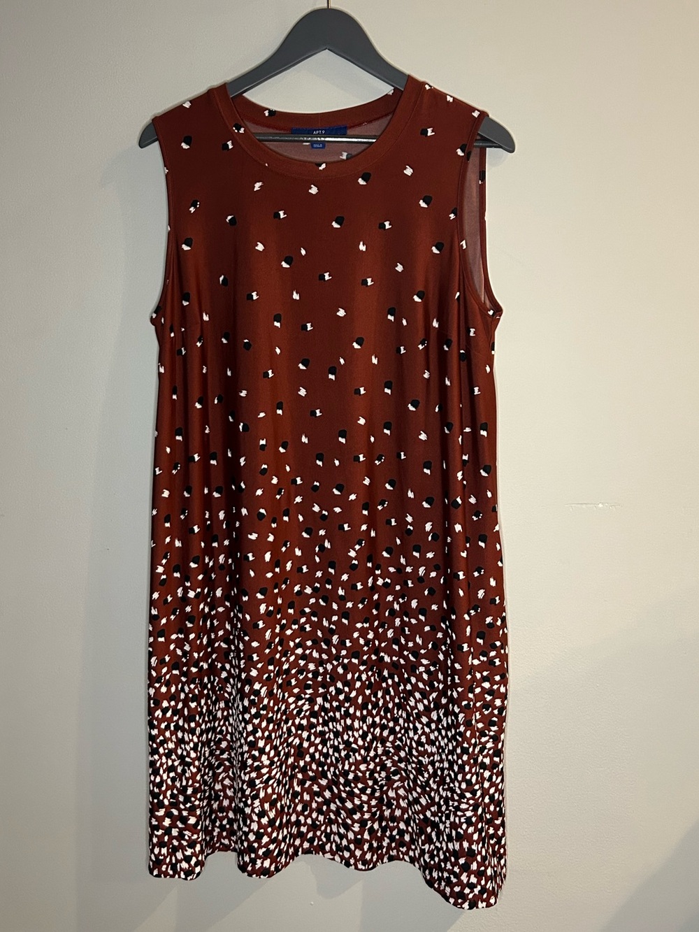 Apt. 9 Rust Brown Sleeveless Printed Swing Dress XL